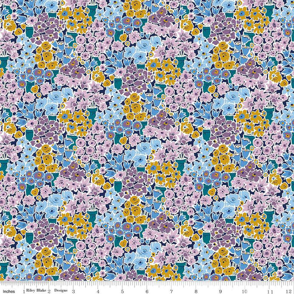 Rossellie Blooms in Teal from the Tudor Celebration Collection - Riley Blake Designs