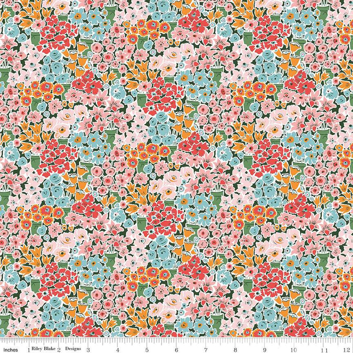Rossellie Blooms in Coral from the Tudor Celebration Collection - Riley Blake Designs