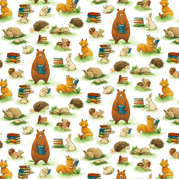 Forest Animals & Books from the Forest Fables Collection - Paintbrush Fabrics