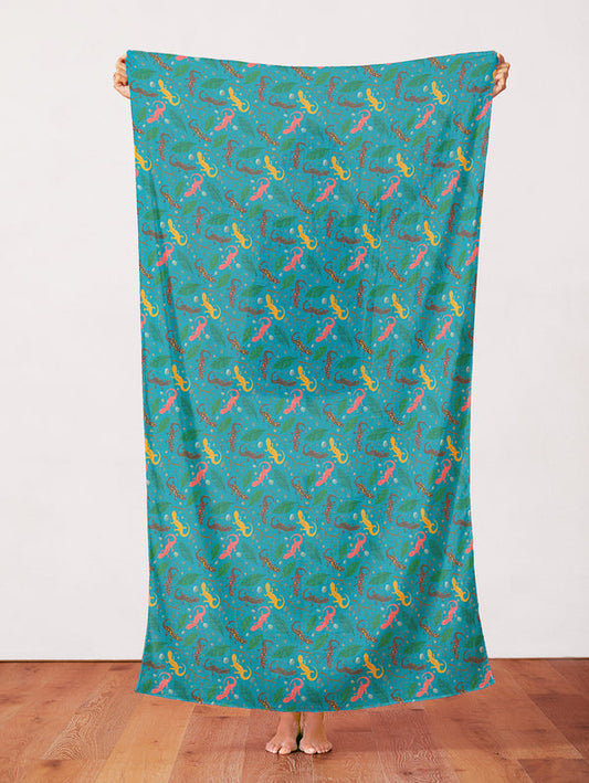 Newts in Turquoise from the Backyard Bugs Collection - Paintbrush Fabrics
