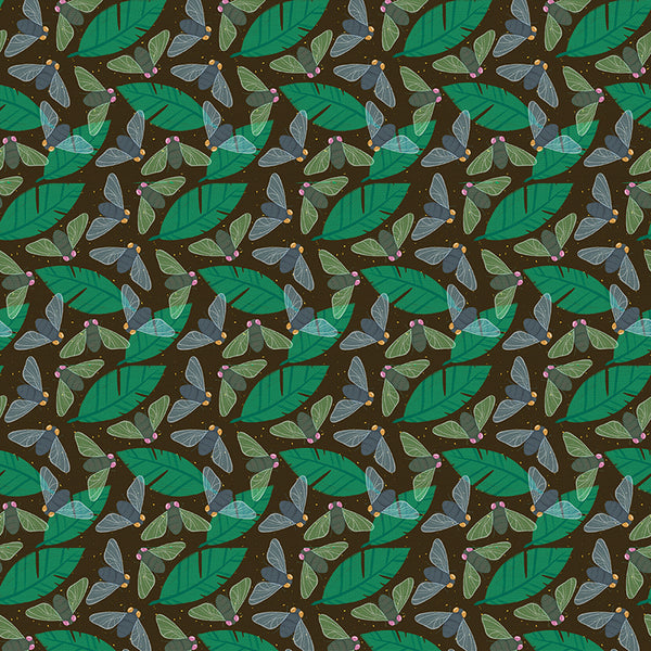 Flies in Brown from the Backyard Bugs Collection - Paintbrush Fabrics