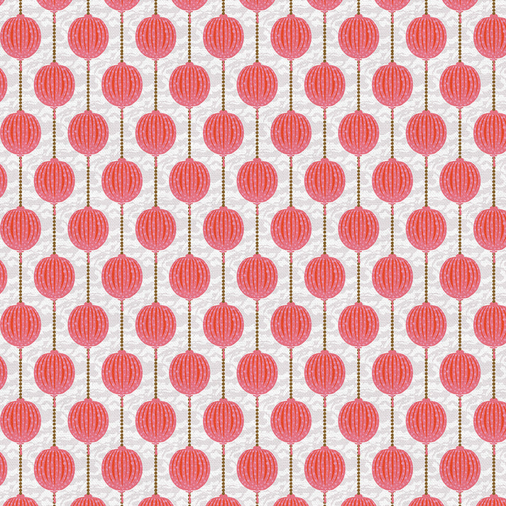 Lanterns in Pink from the Year of the Snake Collection - Paintbrush Fabrics