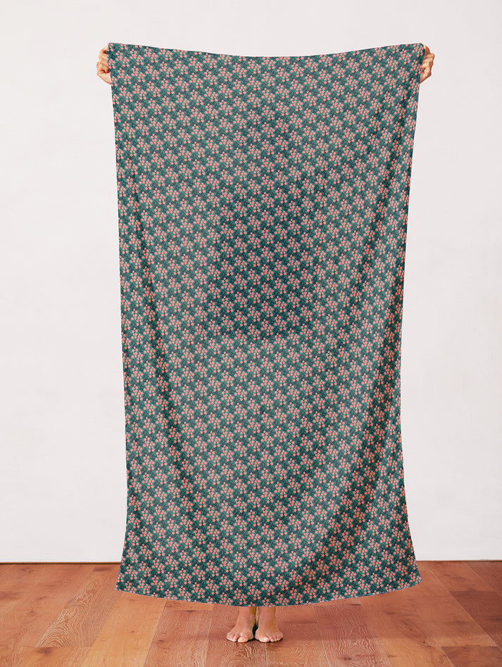 Floral in Green & Pink from the Year of the Snake Collection - Paintbrush Fabrics
