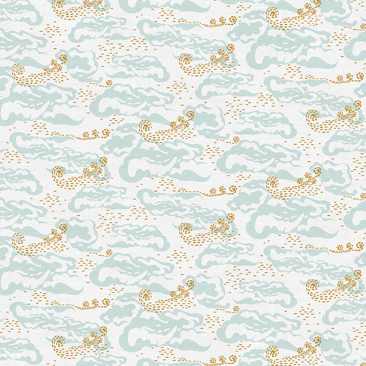 Clouds in Light Blue from the Year of the Snake Collection - Paintbrush Fabrics