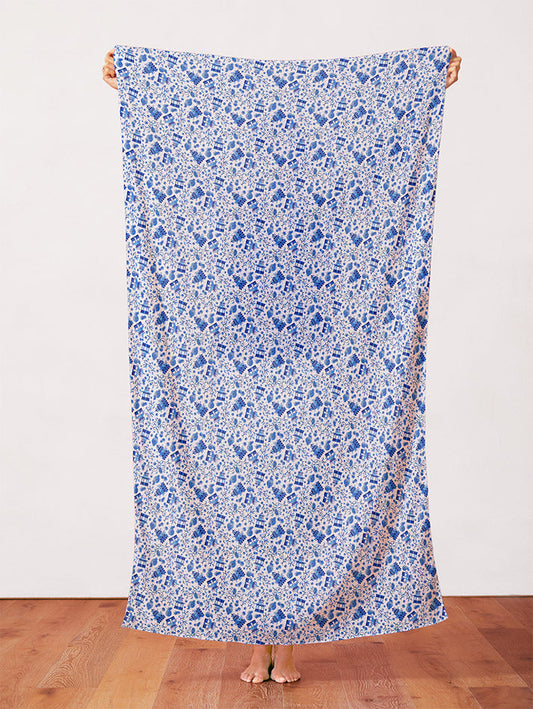 Pagoda Toss in Blue & White from the Chinoiserie Collection - Paintbrush Fabrics