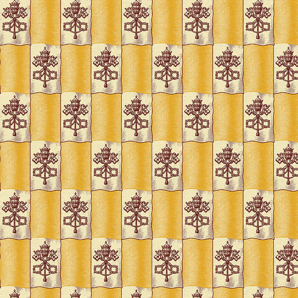 Flag in Gold & Burgundy from the Leo XIV Collection - Paintbrush Fabric
