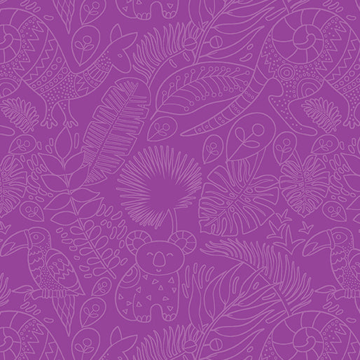 Rooville-Outback Roo in Magenta from Benartex Fabrics