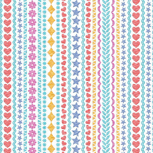 UpWords-Deco Stitches in White from Benartex Fabrics