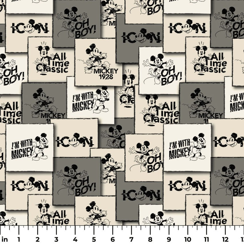 Mickey Mouse Vintage Mosaic from Springs Creative by the Yard - 100% Cotton