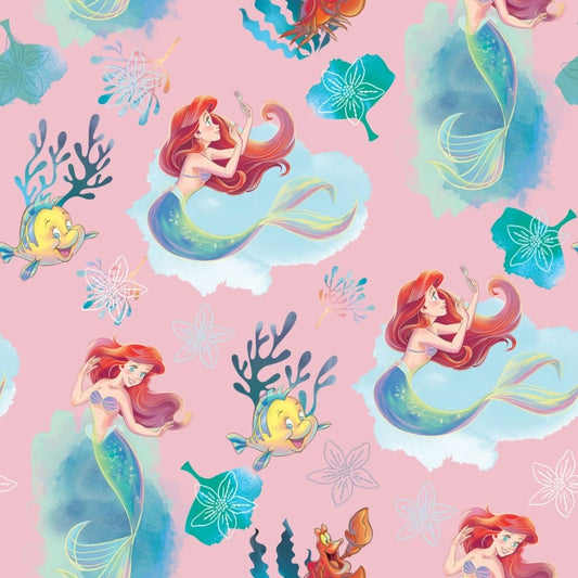 Disney Cotton Pink Ariel from Springs Creative by the Yard  - 100% Cotton