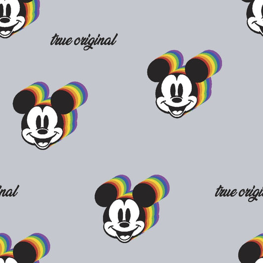 FLANNEL -Mickey Mouse & Friends Rainbow Head Badge from Springs Creative by the Yard