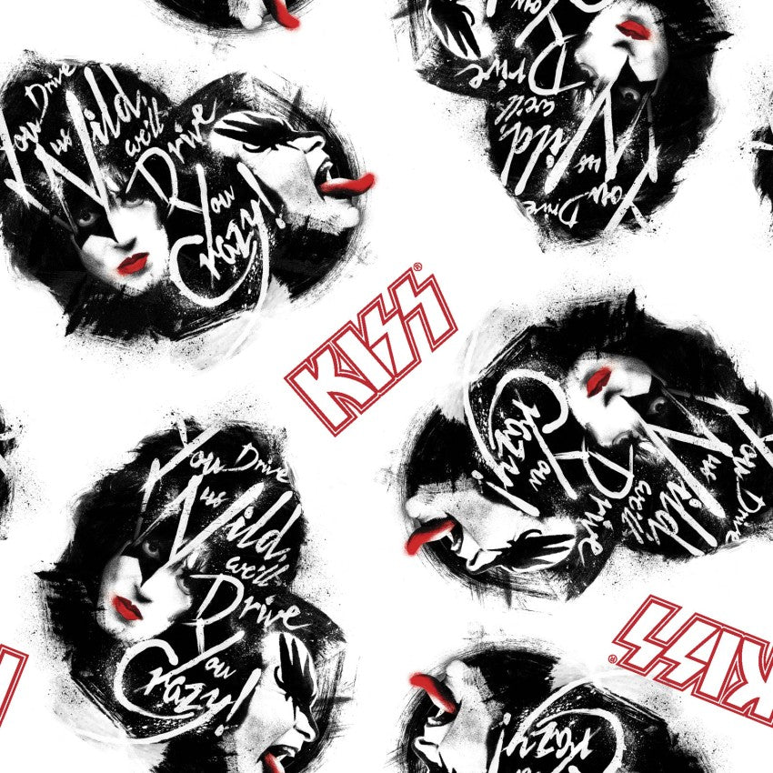 Kiss the Band featuring Gene Simmons from Springs Creative by the Yard - 100% Cotton