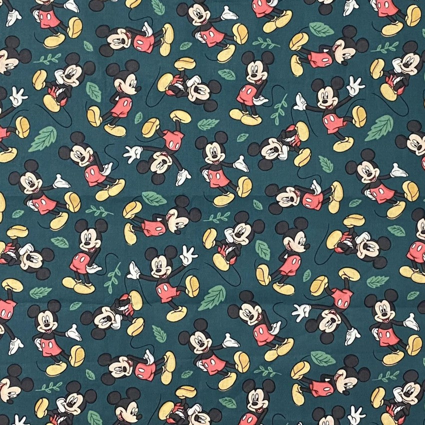 Fall for Mickey Mouse on Green From Springs Creative by the Yard - 100% Cotton