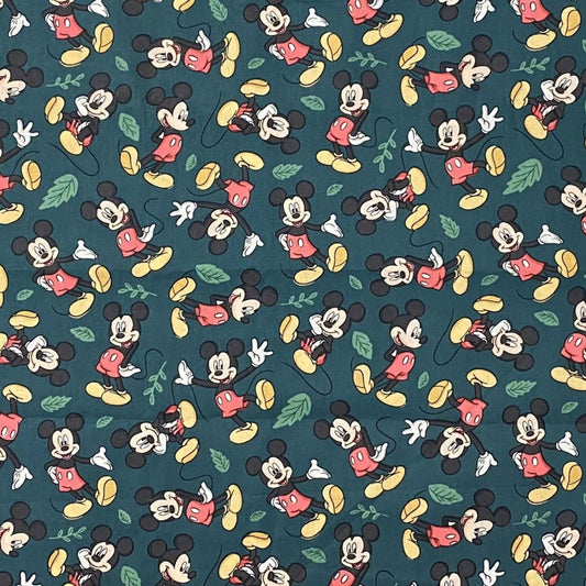 Fall for Mickey Mouse on Green From Springs Creative by the Yard  - 100% Cotton