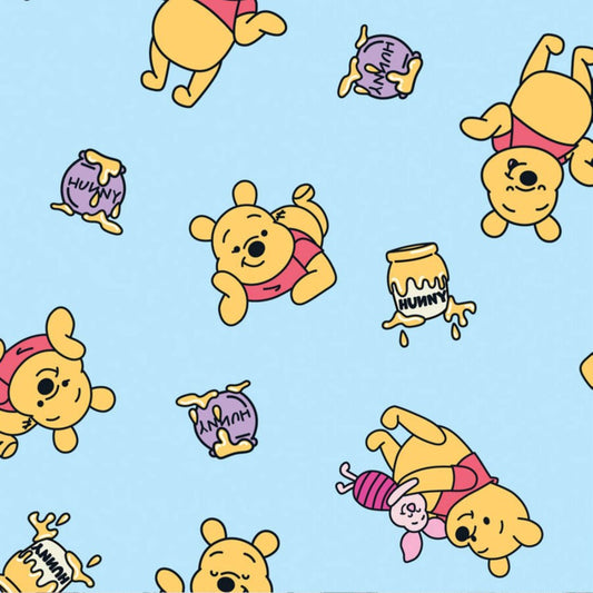 FLEECE - Winnie the Pooh Hunny on Blue From Springs Creative by the Yard