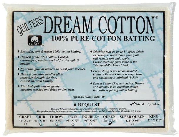 Quilter's Dream Natural REQUEST Batting - Choose Your Size