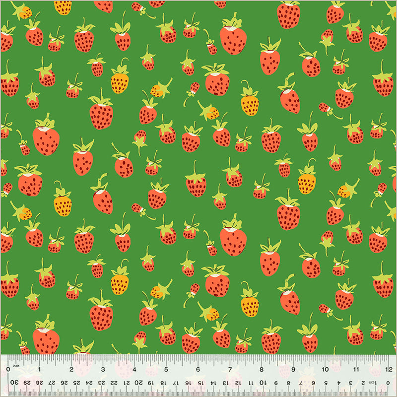 Strawberries in Green from the Studio Edit Collection by Heather Ross - Windham Fabrics - 100% Cotton