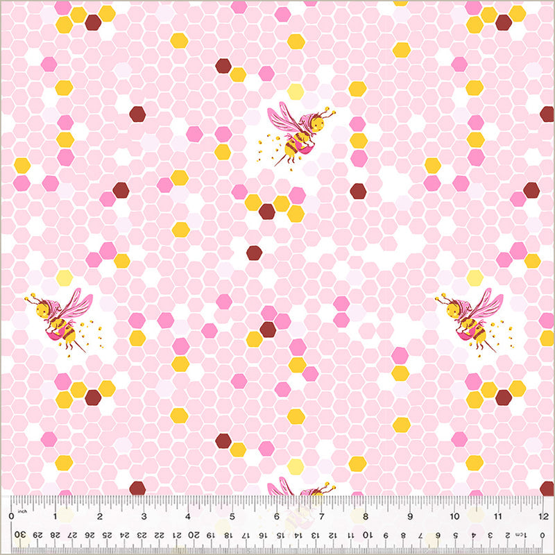 Hex Bee in Pink from the Studio Edit Collection by Heather Ross - Windham Fabrics - 100% Cotton