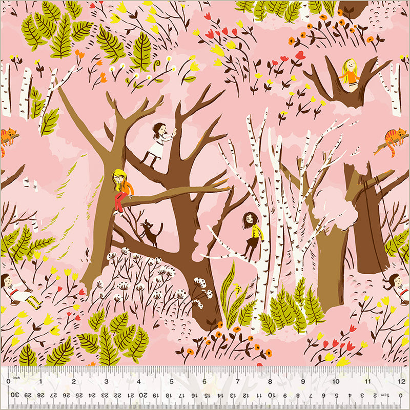 Girls in Trees in Pink from the Studio Edit Collection by Heather Ross - Windham Fabrics - 100% Cotton