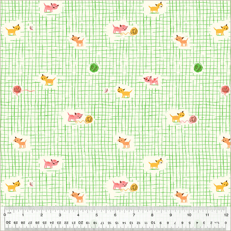 Kitten Plaid in Green from the Studio Edit Collection by Heather Ross - Windham Fabrics - 100% Cotton