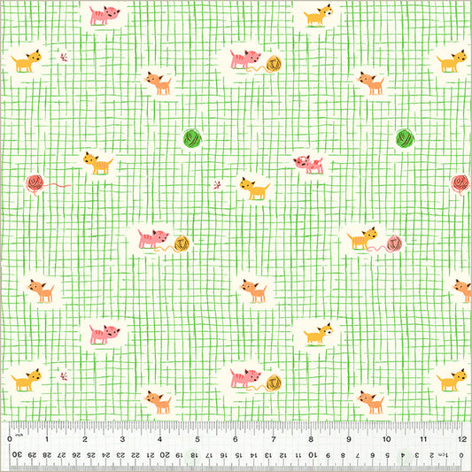 Kitten Plaid in Green from the Studio Edit Collection by Heather Ross - Windham Fabrics - 100% Cotton