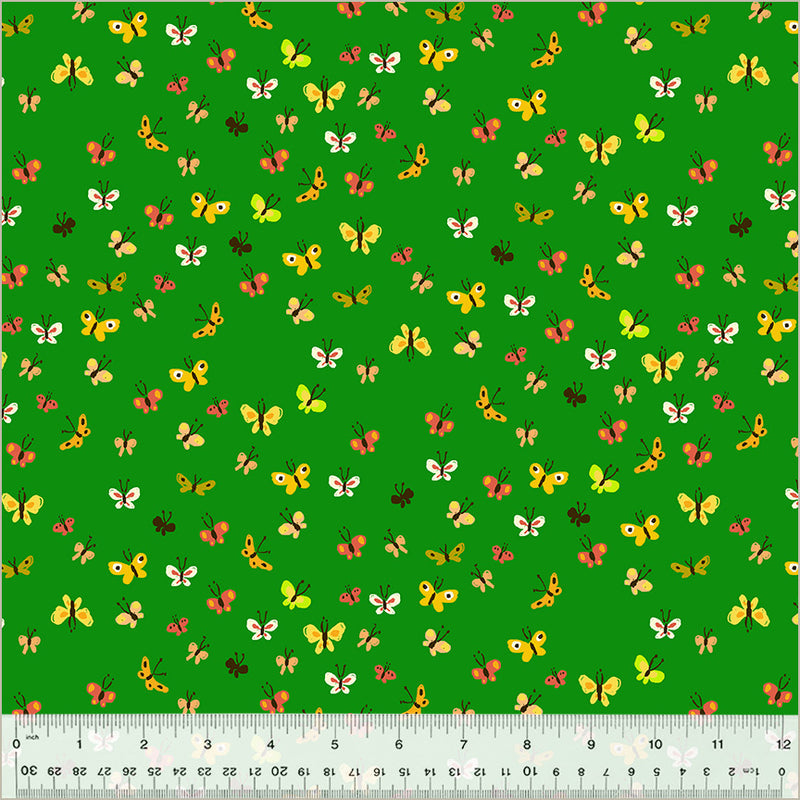 Butterflies in Green from the Studio Edit Collection by Heather Ross - Windham Fabrics - 100% Cotton