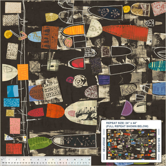 Timeline: Lecture in Black from the Marcia Derse Essentials Collection - Windham Fabrics - 100% Cotton