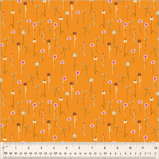 Wildflowers in Orange from the Studio Edit Collection by Heather Ross - Windham Fabrics - 100% Cotton