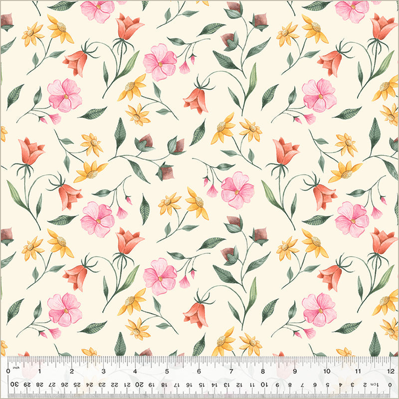 Petal Pixies-Pretty Sprigs in Ivory from Windham Fabrics