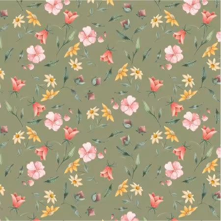 Petal Pixies-Pretty Sprigs in Leaf from Windham Fabrics
