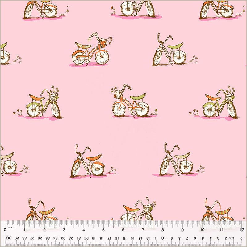 Dream Bike in Pink from the Studio Edit Collection by Heather Ross - Windham Fabrics - 100% Cotton