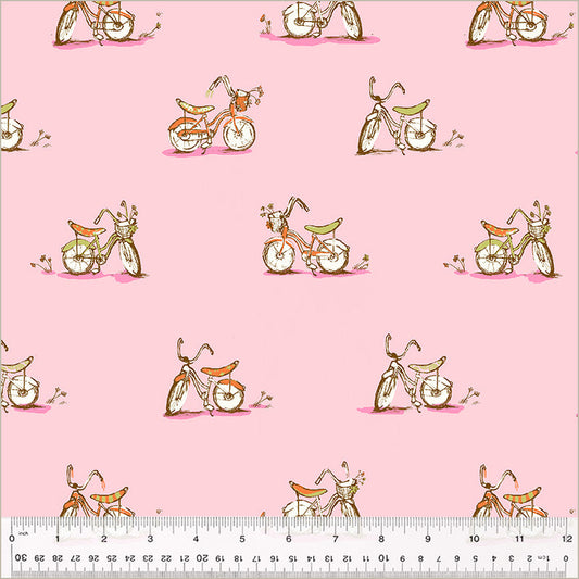 Dream Bike in Pink from the Studio Edit Collection by Heather Ross - Windham Fabrics - 100% Cotton