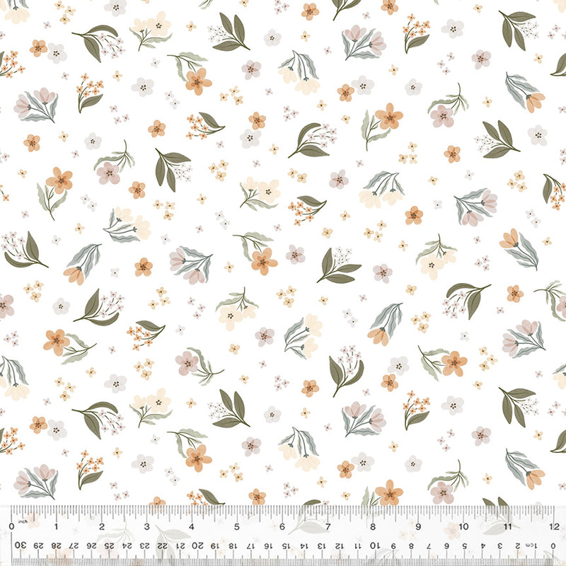 Petal Pickings in White from the Petal & Purr Collection by Whistler Studios - Windham Fabrics