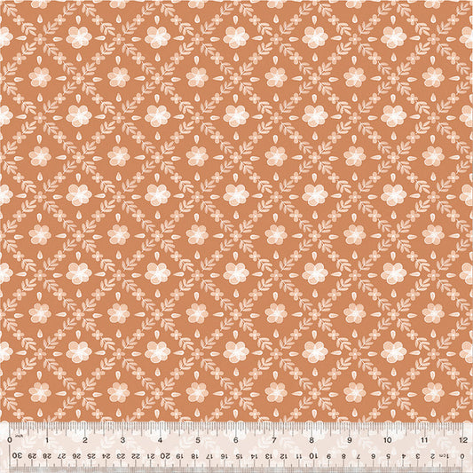 Garden Lattice in Rust from the Petal & Purr Collection by Whistler Studios - Windham Fabrics