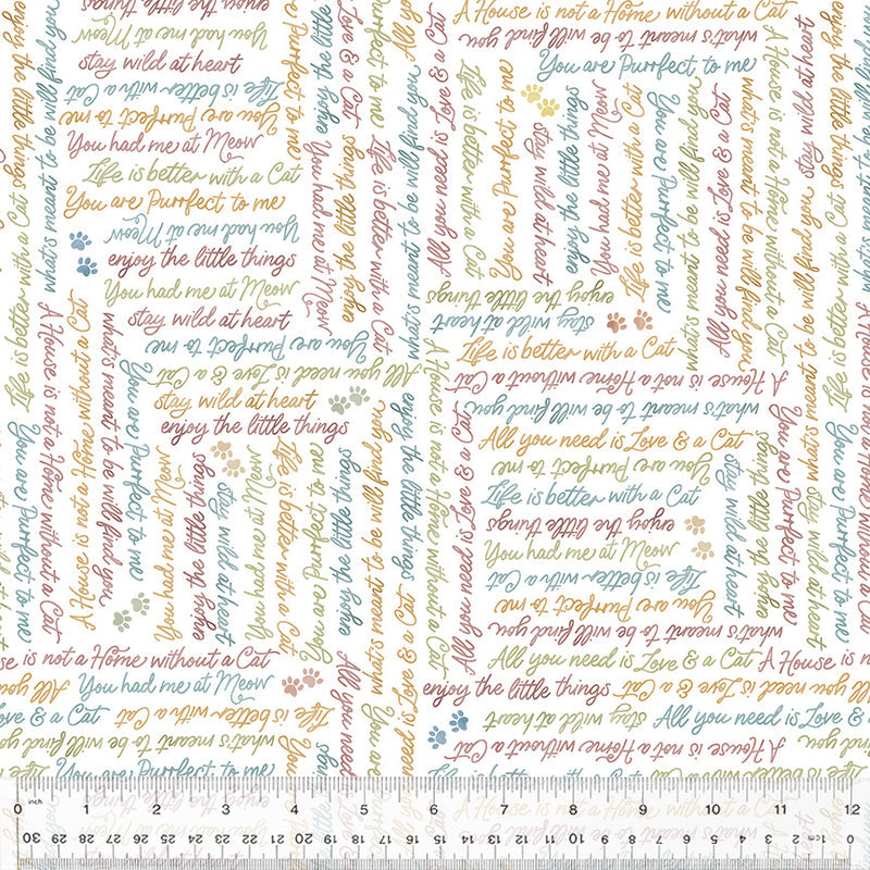 You had me at Meow in White from the Petal & Purr Collection by Whistler Studios - Windham Fabrics