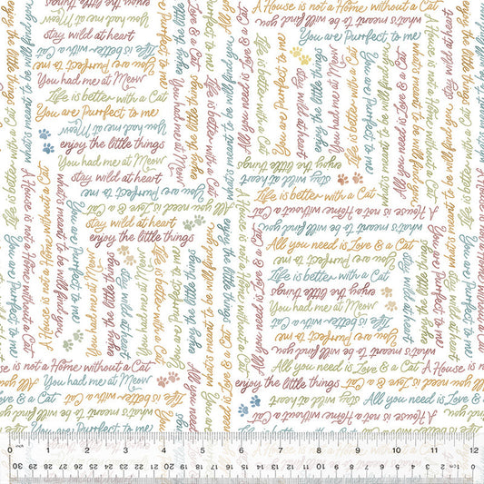 You had me at Meow in White from the Petal & Purr Collection by Whistler Studios - Windham Fabrics