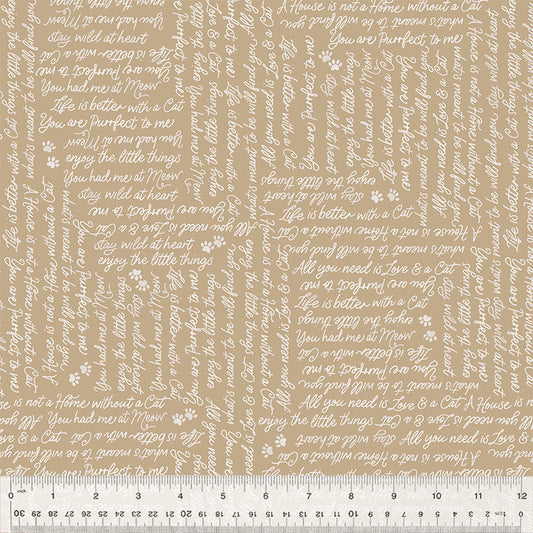You had me at Meow in Taupe from the Petal & Purr Collection by Whistler Studios - Windham Fabrics