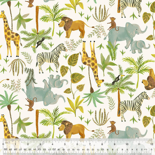 Living a Wild Life in Ivory from the King of the Jungle Collection by Whistler Studios- Windham Fabrics
