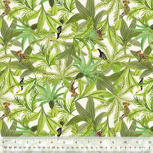 Canopy Creatures in Ivory from the King of the Jungle Collection by Whistler Studios- Windham Fabrics