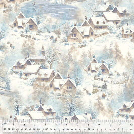 Into the Village in Snow from the Winter Whisper Collection by Whistler Studios - Windham Fabrics