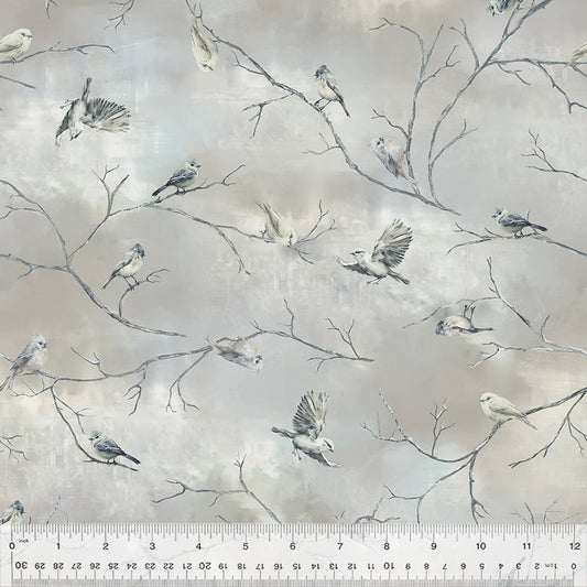 Snowbirds in Cloudy from the Winter Whisper Collection by Whistler Studios - Windham Fabrics