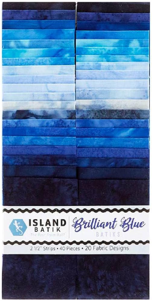Jelly Roll - Brilliant Blue from Island Batiks - 40 Strips 2.5"x44"