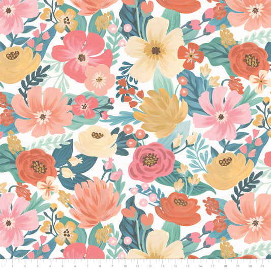 Minky -Mixed Packed Flowers in White from EZ Fabrics