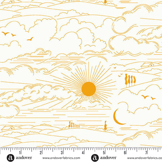 Dwell in Marigold from the Sun Print Whisper Collection by Allison Glass - Andover Fabric