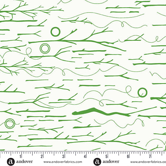 Sticks & Twine in Grass from the Sun Print Whisper Collection by Allison Glass - Andover Fabric