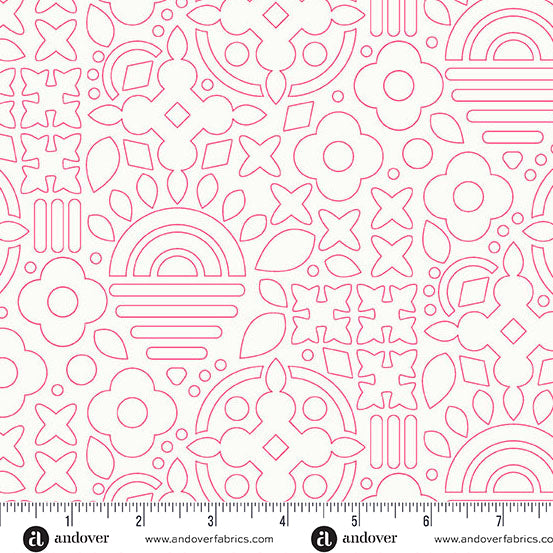 Stencil in Taffy from the Sun Print Whisper Collection by Allison Glass - Andover Fabric