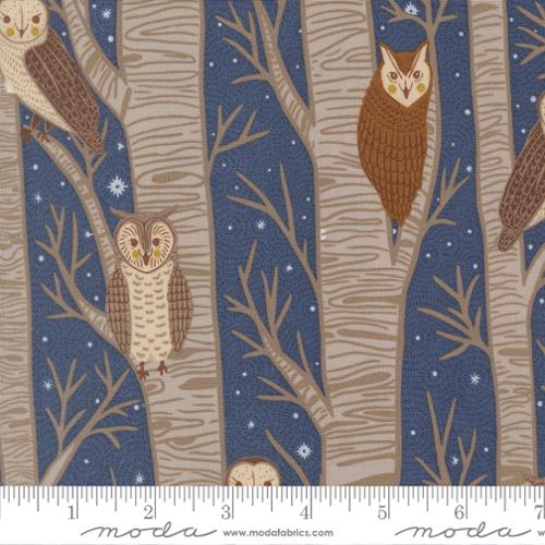 Novelty Owls in Trees in Dusk from the Night Owl Collection - Moda Fabrics