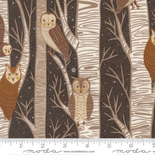 Novelty Owls in Trees in Midnight from the Night Owl Collection - Moda Fabrics