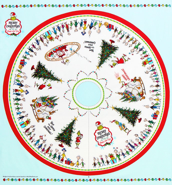 The Grinch DIY Tree Skirt Panel (approx. 44"x46") from the How the Grinch Stole Christmas Collection by Dr. Enterprises - Robert Kaufman