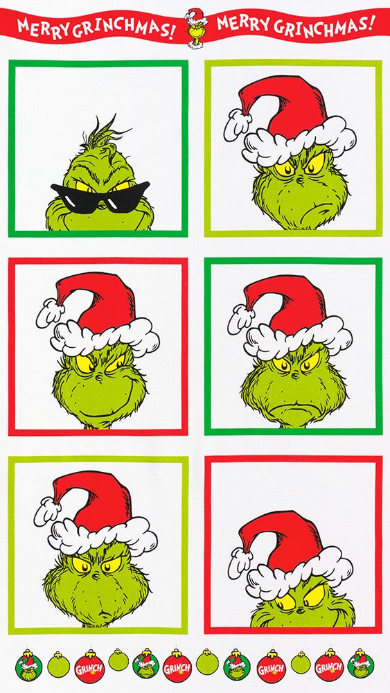 Merry Grinchmas 24"x44" Panel from the How the Grinch Stole Christmas Collection by Dr. Enterprises - Robert Kaufman